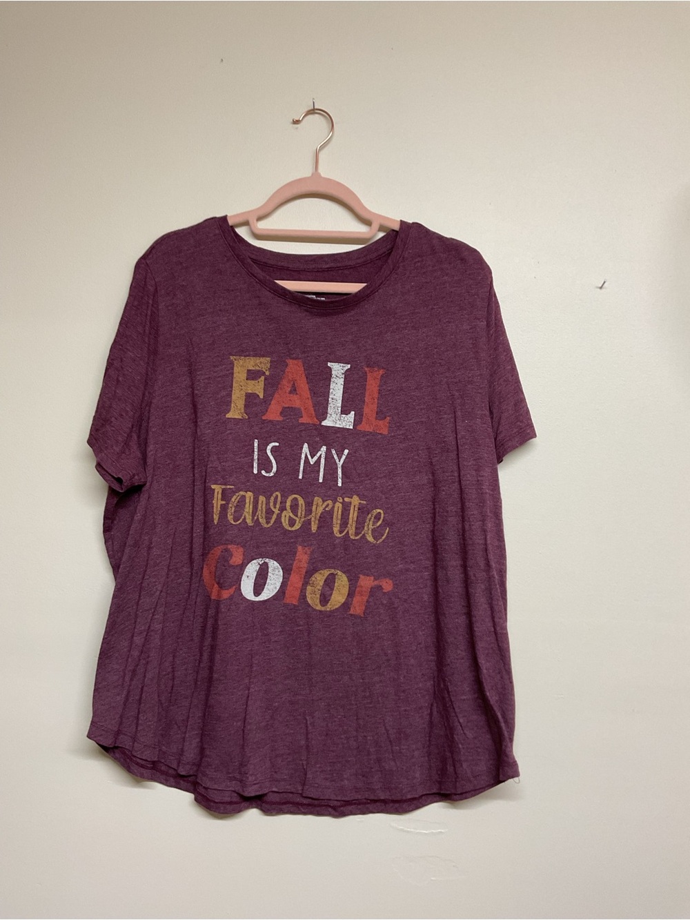 Maurices Plum Short Sleeve Tee with Fall Graphic